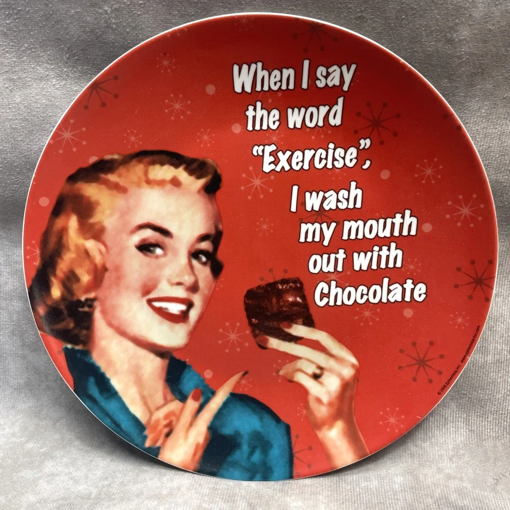 2008 Retro Novelty Chocolate Dessert Plates 8.25